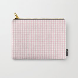 Small White and Light Millennial Pink Pastel Color Gingham Check Carry-All Pouch | White, Gingham, Pinks, Digital, Lightpink, Palepink, Pastel, Small, Solid, Curated 