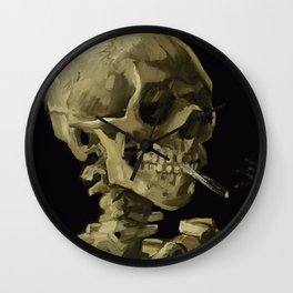 Vincent van Gogh - Skull of a Skeleton with Burning Cigarette Wall Clock | Surrealism, Joking, Bones, Smoke, Scary, Joke, Painting, Skull, Cigarette, Oil 