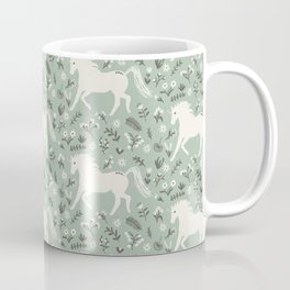 Unicorn Gardens Coffee Mug | Baby, Floral, Fantasy, Flowers, Folkart, Print, Drawing, Pattern, Botanical, Horse 