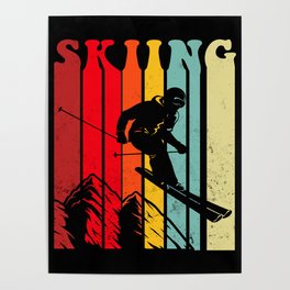 Retro Vintage Snow 80s Ski Skiing Poster