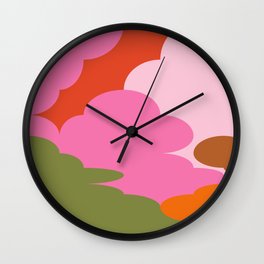 Impossible Sky 1 Wall Clock | Sky, Fantastic, Digital, Mod, Imaginary, Pink, Clouds, Abstract, Graphicdesign, Dreamy 