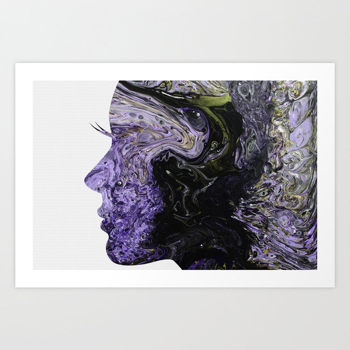 Fluid Art Dirty Cup Pour Abstract Woman Face Silhouette Art Print By Pipafineart Society6