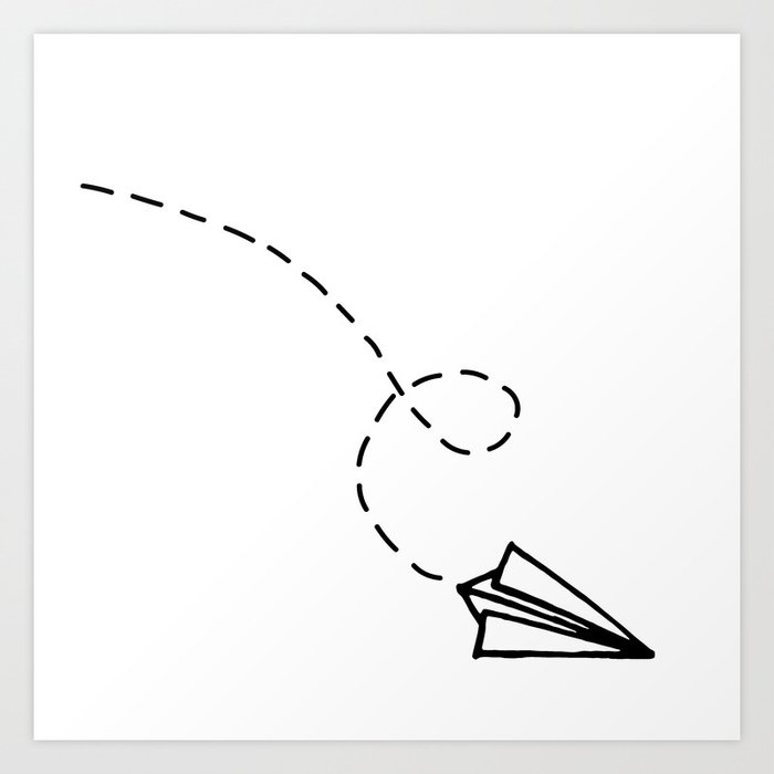 Send It Simple Paper Airplane Drawing Art Print By