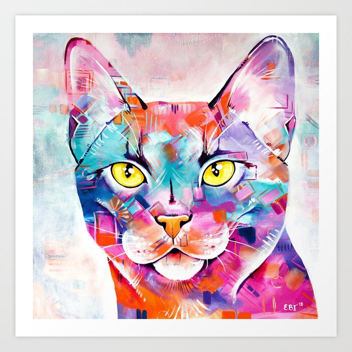 Abstract Cat Portrait Smoke Art Print By Evei Society6