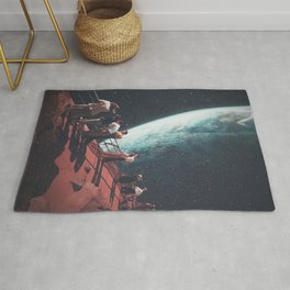 Missing the ones we Left Behind Rug | Stars, Beautiful, Digitalart, Space, Frankmoth, Collage, Sci-Fi, Earth, Retro, Graphicdesign 