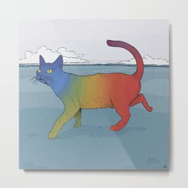 Rainbow cat Metal Print | Cute, Color, Moebius, Painting, Cat, Rainbow, Liberty, Digital, Psychedelic, Pet 