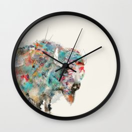 into the wild the buffalo Wall Clock | Pop Art, Nature, Curated, Graphic Design, Animal 