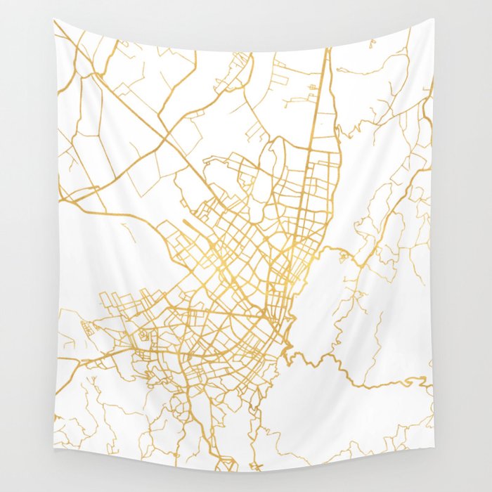 BOGOTA COLOMBIA CITY STREET MAP ART Wall Tapestry by deificus Art 
