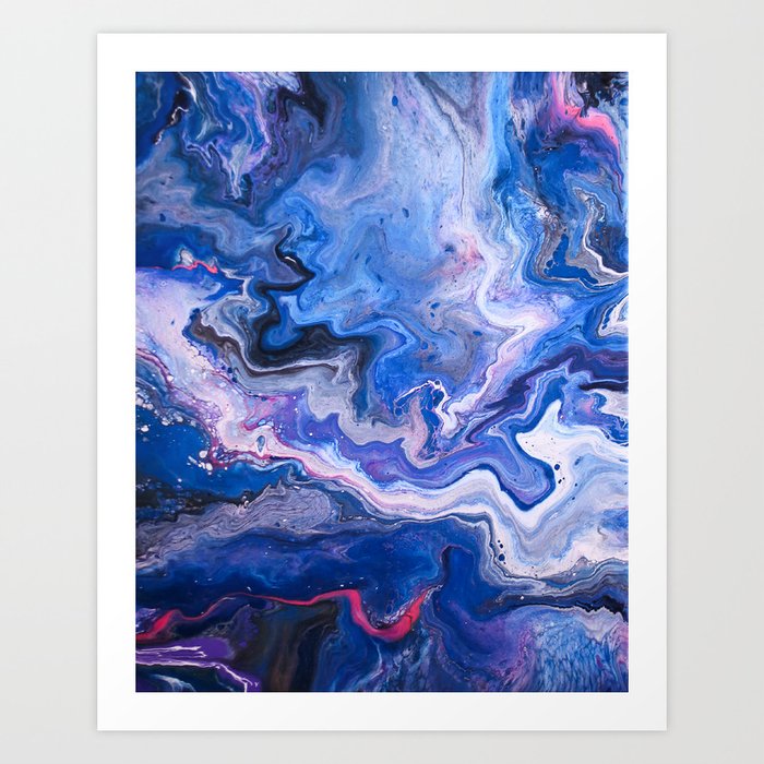 Indigo Neon Pink Florescent Red Black Blue And White Fluid
