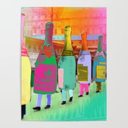 Bubbly Poster | Curated, Newyearseve, Collage, Newyear, Fun, Champagne, Party, Fashion, Digital, Retro 