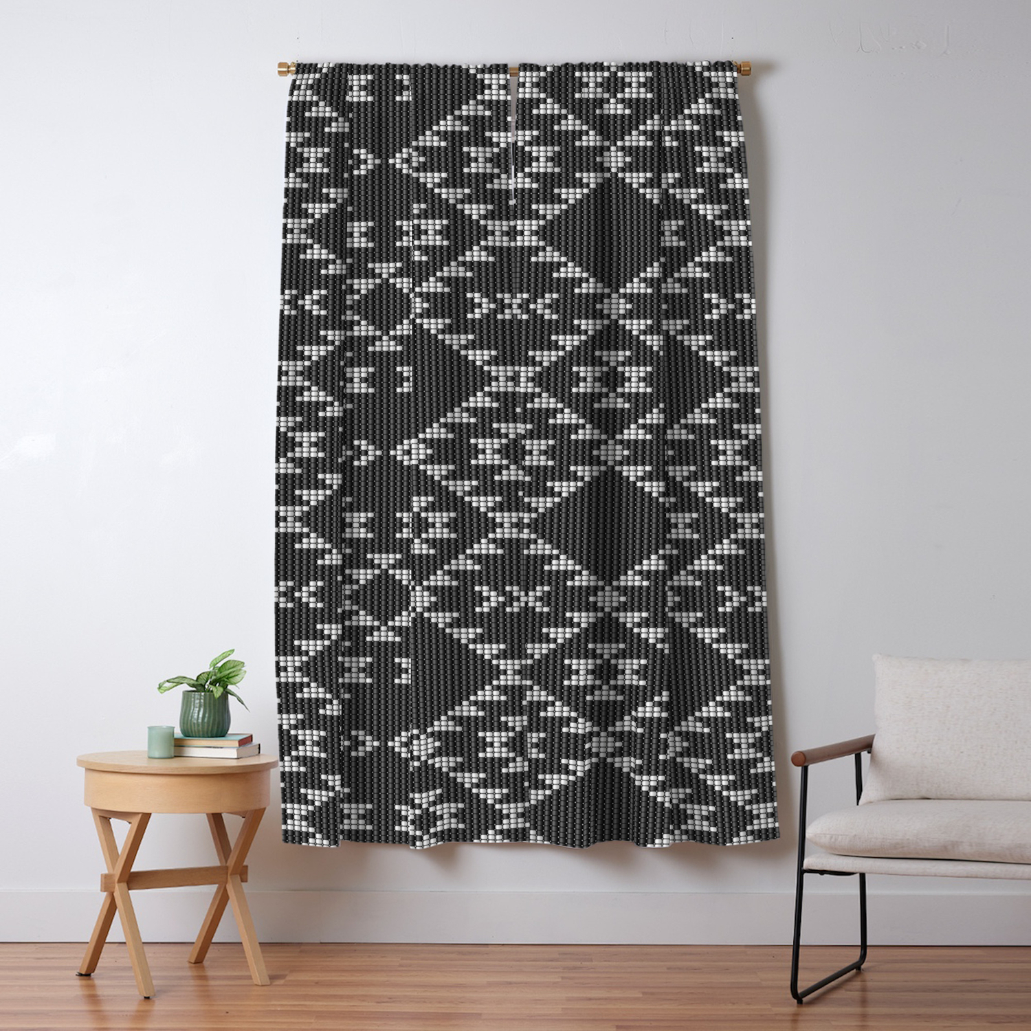 Southwestern Textured Navajo Pattern In Black White Blackout Curtain By Danadudesign Society6