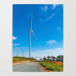 Wind turbines on the beautiful blue sky Poster