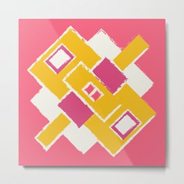 Abstract1 Metal Print | Modern, Design, Beautiful, Pink, White, Digital, Pattern, Yellow, Cute, Happy 