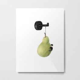 hanging pear Metal Print | Oil, Painting, Missu, Cute, Digital, Pun, Cantonese, Fruit, Pear, Simple 