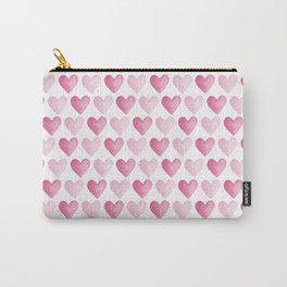 Pink Watercolour Hearts pattern Carry-All Pouch | Painted, Pattern, Heart, Love, Digital, Painting, Watercolor, Hearts, Pink, Valentine 