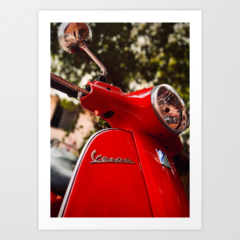 60s Classic Red Vespa Scooter (Motorcycle) - Italy's Most Famous Cultural  Icons - Amazing Oil painting Art Print by Lexwolverine Art | Society6