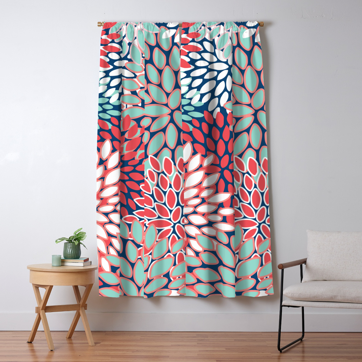 Floral Prints Navy Red Pink Green Abstract Art Colour Prints