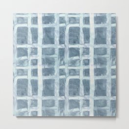 Erased Grid in Blue Metal Print | Pretty, Geometric, Peaceful, Acrylic, Stripes, Painting, Plaid, Ink, Tranquil, Illustration 