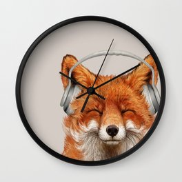 The Musical Fox Wall Clock | Ink Pen, Musical, Music, Graphite, Dog, Pop Art, Portrait, Drawing, Fox, Colored Pencil 