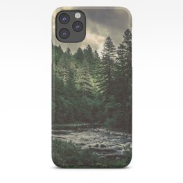 Pacific Northwest River - Nature Photography iPhone Case | Trees, Color, Sky, Drawing, Mountains, Pop Art, Illustration, Green, Painting, Photo 