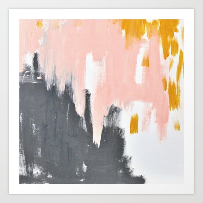 Gray And Pink Abstract Art Print By Jenniferrizzo Society6