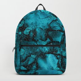 Blue Gemstone and Ink Malachite Glitter Marble Backpack | Blue, Crystal, Jewel, Gemstone, Marble, Digital, Indigo, Black, Gem, Ink 