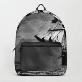 Old Ship Backpack | Macro, Ocean, Wind, Blackship, Digital Manipulation, Ship, Blackwater, Blackandwhiteship, Oldshippainting, Black And White 