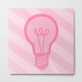 Pastel Pink Light Bulb Metal Print | Light, Forkids, Intelligent, Girly, Intelligence, Nerdy, Baby, Graphicdesign, Lightbulb, Vintage 