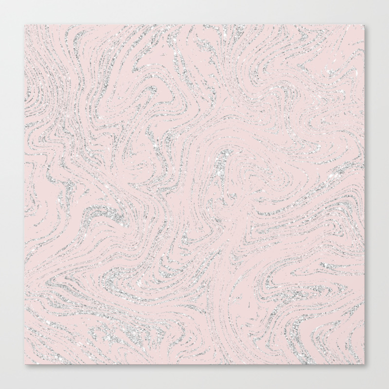 Blush Pink Elegant Silver Glitter Abstract Marble Canvas Print By Pink Water Society6