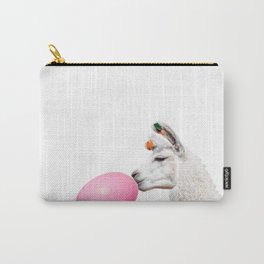 Funny Llama with Pink Balloon White Background Carry-All Pouch | Partyballoon, Color, Bolivia, Balloon, Wildlife, Love, Funny, Funnyalpaca, Photosbyville, Birthdayballoon 
