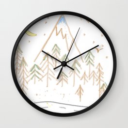 nature Wall Clock | Nature, Forest, Drawing, Colou, Digital, Mountain, Minimalism 
