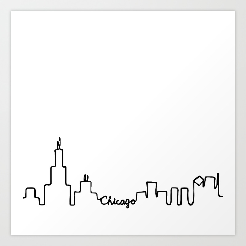 Chicago Skyline Abstract Sketch Art Print By Stopthepresses Society6