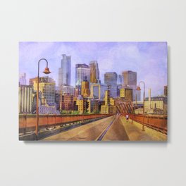 The city is calling my name today. Metal Print | Painterly, Sky, Architecture, Sun, Stonearchbridge, Minnesota, Mississippiriver, Photo, Millcity, Shadows 