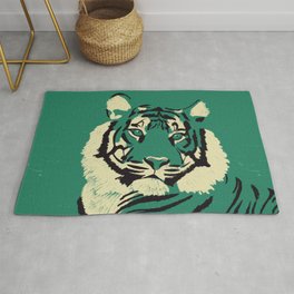 Big Cat Series - Tiger emerald Rug | Tiger, Stripes, Safari, Jungle, Digital, Jungle Cat, Cats, Big Cat, Striped, Fur 