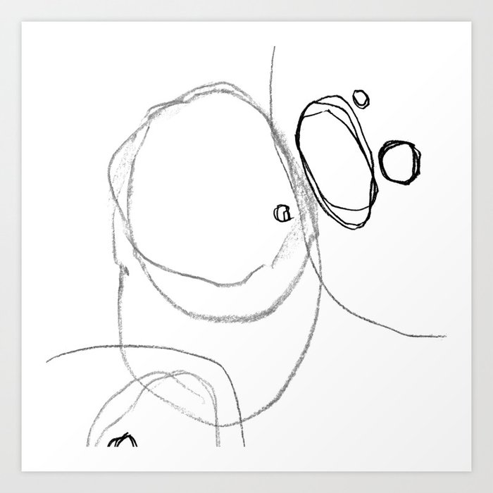 Black And White Minimalist Geometric Abstract Line Drawing Art