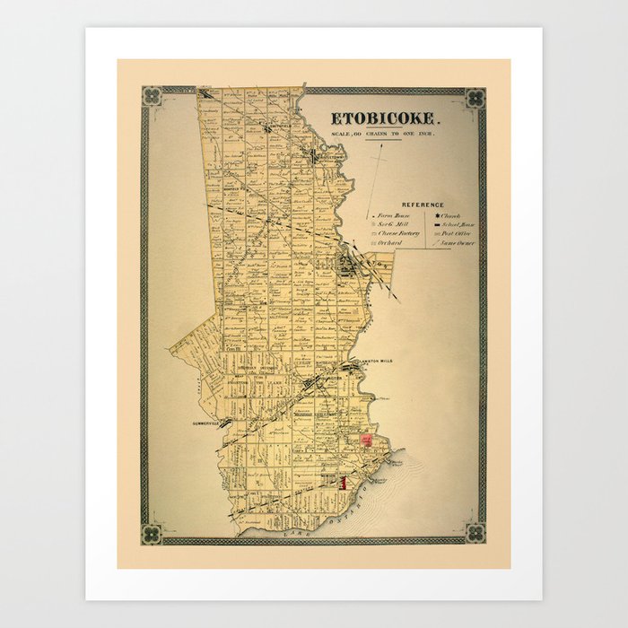 Map Of Etobicoke 1878 Art Print by Vintage Maps & Prints Society6