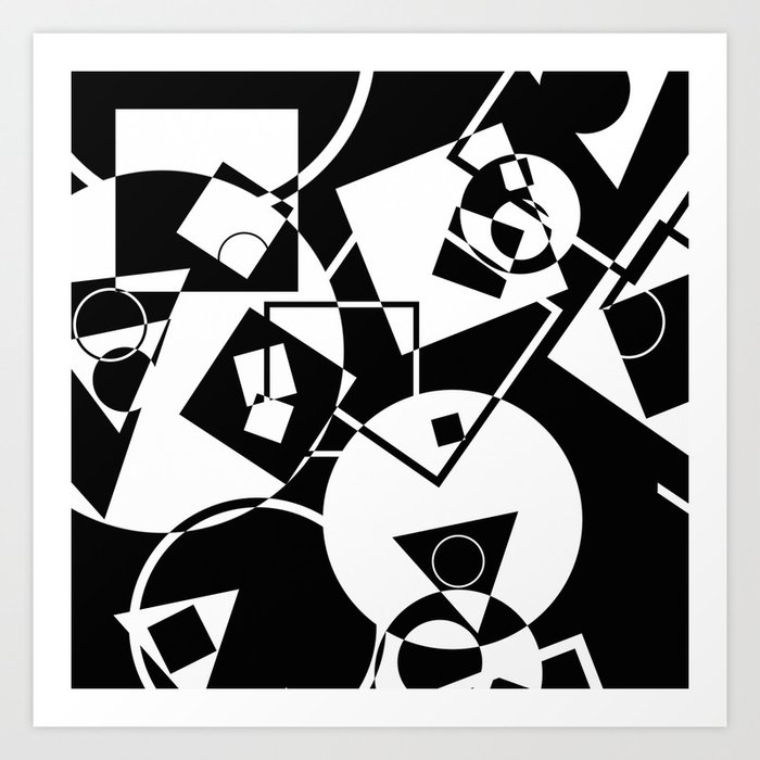 Simply Black And White Abstract Geometric Retro Black And