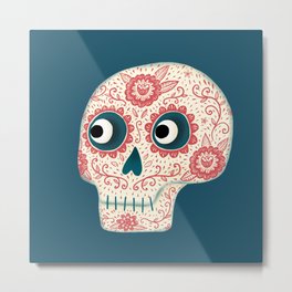Mexican Dia de los Muertos Day of the Dead Metal Print | Design, Curated, Undead, Spooky, Sugarskull, Death, Illustration, Creepy, Dead, Diddelosmuertos 