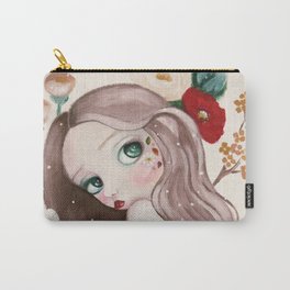Autumn Pixie Carry-All Pouch | Painting, Ethereal, Roses, Vintage, Butterfly, Green, Girl, Big Eyed, Popsurrealism, Portrait 