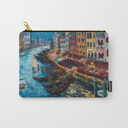 Venice Carnival 2019 Carry-All Pouch | Gondola, Joshdepasquale, Venice, Venicecanal, Acrylic, Veniceduck, Venicecarnival, Dusk, Venicedusk, Carnival 