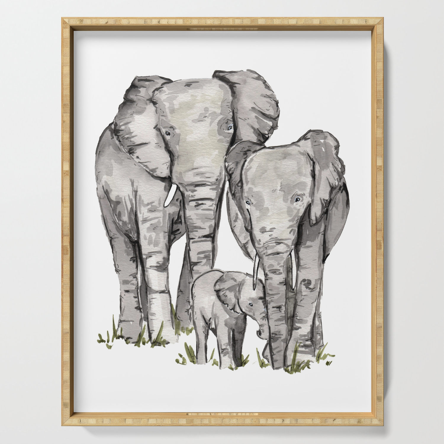 Elephant Family, Elephant Watercolor Painting, Animal Family Serving Tray  by The Cranberry Finch | Society6