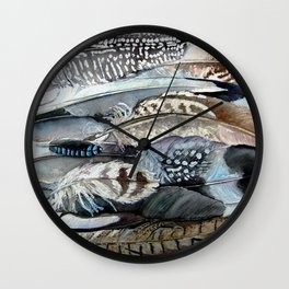 Feathers Wall Clock | Feathers, Birds, Britishbirds, Feather, Animal, Watercolour, Pigeon, Illustration, Magpie, Painting 