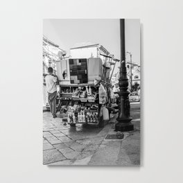 Street vendor ᝢ Sicily travel photography art Metal Print | Vendor, Survival, Black And White, Work, Hapiness, Art, Child, Street, Photo, Urban 
