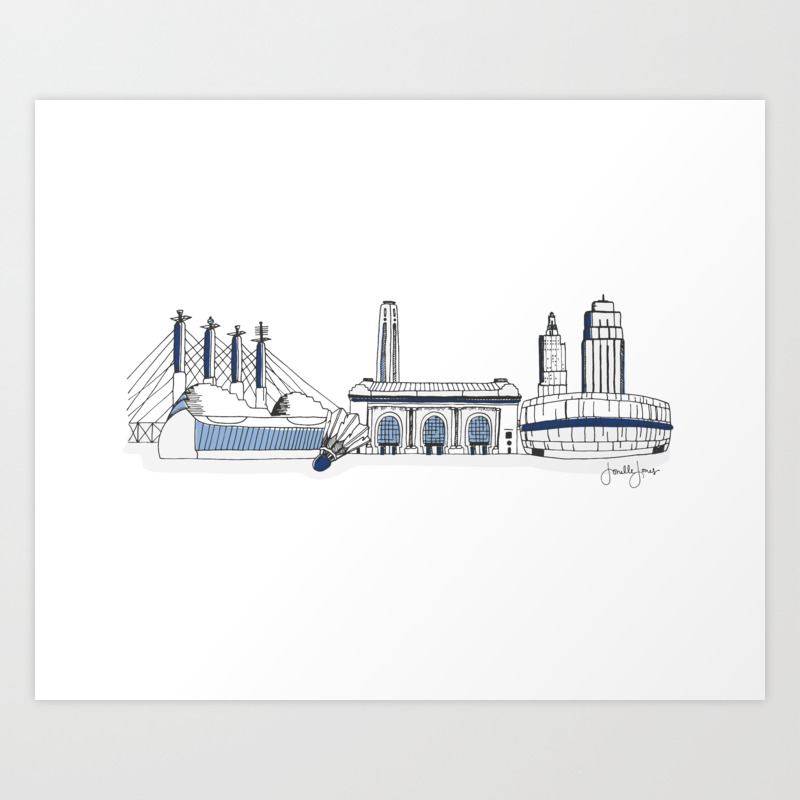 Kansas City Skyline Illustration In Sporting Kc Colors Art Print