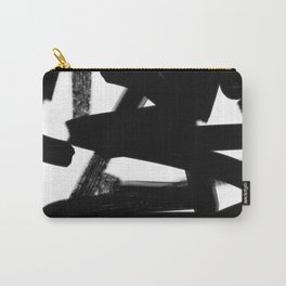 Thinking Out Loud - Black and white abstract painting, raw brush strokes Carry-All Pouch