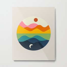 Mirror Metal Print | Drawing, Day, Sun, Lake, Mountain, Cycle, Calm, Mirror, Design, Digital 