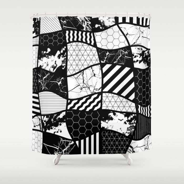 Crazy Patchwork Abstract Black And White Geometric Designs