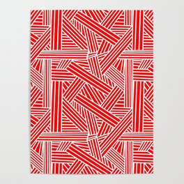 Sketchy Abstract (White & Red Pattern) Poster