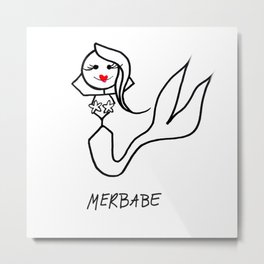 Merbabe Metal Print | Illustration, Pop Art, Black and White 