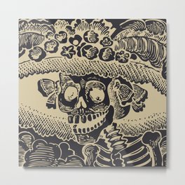 Calavera Catrina | Skeleton Woman | Anthracite and Soybean | Metal Print | Graphicdesign, Bones, Mexican, Skeletonwoman, Trickortreat, Dayofthedead, Joseposada, Darkgrey, Death, Anatomy 